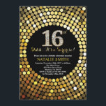 Surprise 16th Birthday Black and Gold Glitter Invitation<br><div class="desc">Surprise 16th Birthday Invitation. Black and Gold Glitter. Gold Diamond. Kids Birthday Party. For Boy or Girl Bday Bash Party Invite. For further customisation,  please click the "Customise it" button and use our design tool to modify this template.</div>