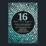 Surprise 16th Birthday Black and Teal Glitter Invitation<br><div class="desc">Surprise 16th Birthday Invitation. Black and Teal Glitter. Teal Diamond. Kids Birthday Party. For Boy or Girl Bday Bash Party Invite. For further customisation,  please click the "Customise it" button and use our design tool to modify this template.</div>