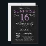 Surprise 16th Birthday Invitation Black and Purple<br><div class="desc">Surprise 16th Birthday Invitation with Black and Purple Glitter Background. Chalkboard. Kids Birthday. Boy or Girl Lady Teen Teenage Bday Invite. Any age. For further customisation,  please click the "Customise it" button and use our design tool to modify this template.</div>