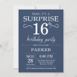 Surprise 16th Birthday Invitation Blue<br><div class="desc">Surprise 16th Birthday Invitation with Blue Background. Kids Birthday. Boy or Girl Bday Invite. 13th 15th 16th 18th 20th 21st 30th 40th 50th 60th 70th 80th 90th 100th,  Any age. For further customisation,  please click the "Customise it" button and use our design tool to modify this template.</div>