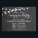Surprise 16th Birthday Invitation Chalkboard<br><div class="desc">Surprise 16th Birthday Invitation with String Lights Chalkboard Background. 13th 15th 16th 18th 21st 30th 40th 50th 60th 70th 80th 90th 100th,  Any age. For further customisation,  please click the "Customise it" button and use our design tool to modify this template.</div>
