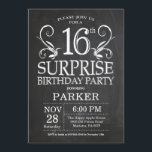 Surprise 16th Birthday Invitation Chalkboard<br><div class="desc">Surprise 16th Birthday Invitation Chalkboard Background. 15th 16th 18th 20th 21st 30th 40th 50th 60th 70th 80th 90th 100th,  Any age. Adult Birthday. Man Male Birthday Party. For further customisation,  please click the "Customise it" button and use our design tool to modify this template.</div>
