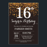 Surprise 16th Birthday Invitation Gold Glitter<br><div class="desc">Surprise 16th Birthday Invitation with Gold String Lights with Gold Glitter Background. Gold Birthday. Kids Birthday. Boy or Girl Bday Invite. 13th 15th 16th 18th 20th 21st 30th 40th 50th 60th 70th 80th 90th 100th, Any age. For further customisation, please click the "Customise it" button and use our design tool...</div>
