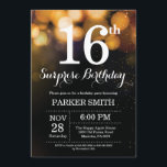 Surprise 16th Birthday Invitation Gold Glitter<br><div class="desc">Surprise 16th Birthday Invitation with Gold String Lights with Gold Glitter Background. Gold Birthday. Kids Birthday. Boy or Girl Bday Invite. 13th 15th 16th 18th 20th 21st 30th 40th 50th 60th 70th 80th 90th 100th, Any age. For further customisation, please click the "Customise it" button and use our design tool...</div>
