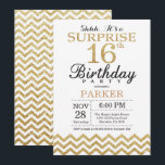 Surprise 16th Birthday Invitation Gold Glitter<br><div class="desc">Surprise 16th Birthday Invitation with Gold Glitter Chevron. Black and Gold Glitter. Kids Birthday. Boy or Girl Bday Invite. For further customisation,  please click the "Customise it" button and use our design tool to modify this template.</div>