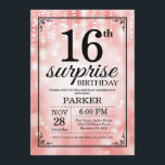 Surprise 16th Birthday Invitation Pink Glitter<br><div class="desc">Surprise 16th Birthday Invitation with Pink String Lights with Pink Glitter Background. Pink Birthday. Kids Birthday. Boy or Girl Bday Invite. 13th 15th 16th 18th 20th 21st 30th 40th 50th 60th 70th 80th 90th 100th, Any age. For further customisation, please click the "Customise it" button and use our design tool...</div>