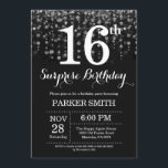 Surprise 16th Birthday Invitation Silver Glitter<br><div class="desc">Surprise 16th Birthday Invitation with Silver String Lights with Silver Glitter Background. Silver Birthday. Kids Birthday. Boy or Girl Bday Invite. 13th 15th 16th 18th 20th 21st 30th 40th 50th 60th 70th 80th 90th 100th, Any age. For further customisation, please click the "Customise it" button and use our design tool...</div>