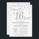 Surprise 16th Birthday Silver Glitter Diamond Invitation<br><div class="desc">Surprise 16th Birthday Invitation with Silver Glitter Diamond Background. Silver Confetti. Kids Birthday. Boy or Girl Teen Lady Teenage Birthday. For further customisation,  please click the "Customise it" button and use our design tool to modify this template.</div>