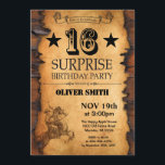Surprise 16th Western Birthday Invitation<br><div class="desc">Surprise 16th Western Birthday Invitation. Cowboy Horse Wild West Theme Birthday Party. Rustic Wood Country Background. For further customisation,  please click the "Customise it" button and use our design tool to modify this template.</div>