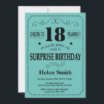 Surprise 18th Birthday Black and Teal Invitation<br><div class="desc">Surprise 18th Birthday Invitation Black and Teal Typography. Black and Teal Aqua Turquoise Background. Adult Birthday. Male Men or Women Birthday. Kids Boy or Girl Lady Teen Teenage Bday Invite. 13th 15th 16th 18th 20th 21st 30th 40th 50th 60th 70th 80th 90th 100th. Any Age. For further customisation, please click...</div>