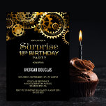 Surprise 18th Birthday Black Gold Steampunk Invitation<br><div class="desc">Organise your surprise 18th birthday celebration and invite your friends with this black and gold steampunk watch gears invitation.</div>