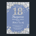 Surprise 18th Birthday Blue Silver Diamond Invitation<br><div class="desc">Surprise 18th Birthday Invitation. Blue and Silver Rhinestone Diamond Red Background. Elegant Birthday Bash invite. Adult Birthday. Women Birthday. Men Birthday. For further customisation,  please click the "Customise it" button and use our design tool to modify this template.</div>