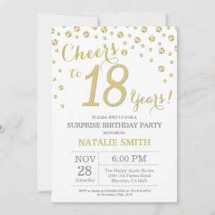 Surprise 18th Birthday Gold Glitter Diamond Invitation