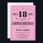 Surprise 18th Birthday Invitation Black and Pink<br><div class="desc">Surprise 18th Birthday Invitation Black and Pink Typography. Black and Pink Background. Adult Birthday. Male Men or Women Birthday. Kids Boy or Girl Lady Teen Teenage Bday Invite. 13th 15th 16th 18th 20th 21st 30th 40th 50th 60th 70th 80th 90th 100th. Any Age. For further customisation, please click the "Customise...</div>