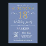 Surprise 18th Birthday Invitation Blue and Gold<br><div class="desc">Surprise 18th Birthday Invitation with Blue and Gold Glitter Background. Adult Birthday. Men or Women Bday Invite. Any age. For further customisation,  please click the "Customise it" button and use our design tool to modify this template.</div>