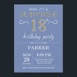 Surprise 18th Birthday Invitation Blue and Gold<br><div class="desc">Surprise 18th Birthday Invitation with Blue and Gold Glitter Background. Adult Birthday. Men or Women Bday Invite. Any age. For further customisation,  please click the "Customise it" button and use our design tool to modify this template.</div>