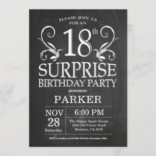 Surprise 18th Birthday Invitation Chalkboard