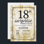 Surprise 18th Birthday Invitation Gold Glitter<br><div class="desc">Surprise 18th Birthday Invitation with Gold String Lights with Gold Glitter Background. Gold Birthday. Adult Birthday. Men or Women Bday Invite. 13th 15th 16th 18th 20th 21st 30th 40th 50th 60th 70th 80th 90th 100th, Any age. For further customisation, please click the "Customise it" button and use our design tool...</div>