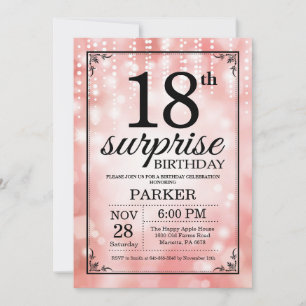 Surprise 18th Birthday Invitation Pink Glitter