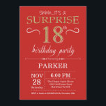 Surprise 18th Birthday Invitation Red and Gold<br><div class="desc">Surprise 18th Birthday Invitation with Red and Gold Glitter Background. Adult Birthday. Men or Women Bday Invite. Any age. For further customisation,  please click the "Customise it" button and use our design tool to modify this template.</div>