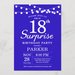 Surprise 18th Birthday Invitation Royal Blue