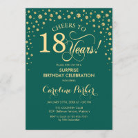 Surprise 18th Birthday Party - Emerald Green Gold