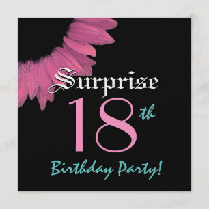 SURPRISE 18th Birthday Party Pink Sunflower Invitation