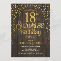 Surprise 18th Birthday Party - Wood & Gold