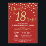 Surprise 18th Birthday Red and Gold Diamond Invitation<br><div class="desc">Surprise 18th Birthday Invitation with Red and Gold Glitter Diamond Background. Gold Confetti. Adult Birthday. Male Men or Women Birthday. For further customisation,  please click the "Customise it" button and use our design tool to modify this template.</div>
