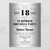 Surprise 18th Birthday - Silver Black