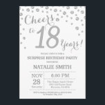 Surprise 18th Birthday Silver Glitter Diamond Invitation<br><div class="desc">Surprise 18th Birthday Invitation with Silver Glitter Diamond Background. Silver Confetti. Adult Birthday. Male Men or Women Birthday. For further customisation,  please click the "Customise it" button and use our design tool to modify this template.</div>