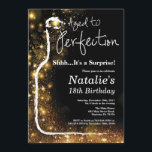Surprise 18th Birthday Wine Aged to Perfection Invitation<br><div class="desc">Surprise 18th Wine Birthday Invitation. Aged to Perfection. Red Wine. Wine Tasting Invitation. Black and Gold Glitter Champagne. 18th 20th 21st 30th 40th 50th 60th 70th 80th 90th 100th,  Any Ages. For further customisation,  please click the "Customise it" button and use our design tool to modify this template.</div>