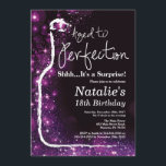 Surprise 18th Birthday Wine Aged to Perfection Invitation<br><div class="desc">Surprise 18th Wine Birthday Invitation. Aged to Perfection. Black and Purple Glitter. Red Wine. Wine Tasting Invitation. Black and Gold Glitter Champagne. 18th 20th 21st 30th 40th 50th 60th 70th 80th 90th 100th, Any Ages. For further customisation, please click the "Customise it" button and use our design tool to modify...</div>