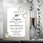 Surprise 18th Silver Geometric Birthday Party Invitation<br><div class="desc">Organise and invite your friends and loved ones to your surprise 18th birthday party with this stylish silver hexagonal geometric birthday party invitation.</div>