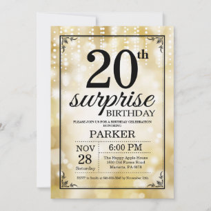 Surprise 20th Birthday Invitation Gold Glitter