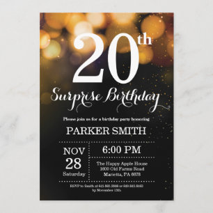 Surprise 20th Birthday Invitation Gold Glitter