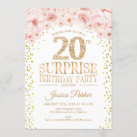 Surprise 20th Birthday Party - White Gold Pink