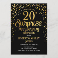 Surprise 20th Wedding Anniversary - Black & Gold