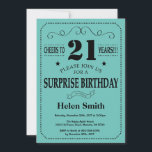 Surprise 21st Birthday Black and Teal Invitation<br><div class="desc">Surprise 21st Birthday Invitation Black and Teal Typography. Black and Teal Aqua Turquoise Background. Adult Birthday. Male Men or Women Birthday. Kids Boy or Girl Lady Teen Teenage Bday Invite. 13th 15th 16th 18th 20th 21st 30th 40th 50th 60th 70th 80th 90th 100th. Any Age. For further customisation, please click...</div>
