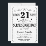 Surprise 21st Birthday Invitation Black and White<br><div class="desc">Surprise 21st Birthday Invitation Black and White Typography. Black and White Background. Adult Birthday. Male Men or Women Birthday. Kids Boy or Girl Lady Teen Teenage Bday Invite. 13th 15th 16th 18th 20th 21st 30th 40th 50th 60th 70th 80th 90th 100th. Any Age. For further customisation, please click the "Customise...</div>