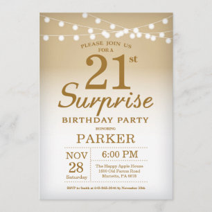 Surprise 21st Birthday Invitation Gold