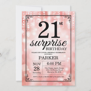 Surprise 21st Birthday Invitation Pink Glitter