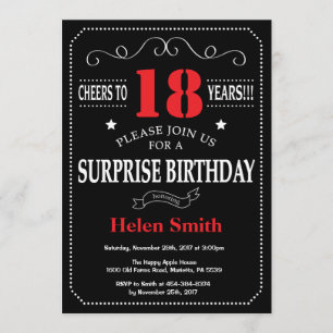 Surprise 21st Birthday Invitation Red and Black