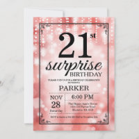 Surprise 21st Birthday Invitation Red Glitter
