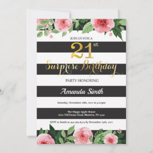 Surprise 21st Birthday Invitation Women Floral