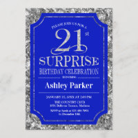 Surprise 21st Birthday Party - Silver Royal Blue