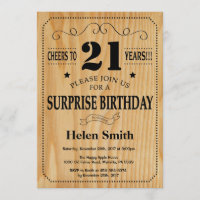 Surprise 21st Birthday Rustic Wood