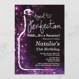Surprise 21st Birthday Wine Aged to Perfection Invitation