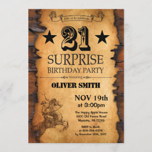 Surprise 21st Western Birthday Invitation