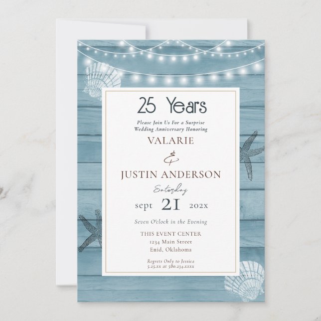Surprise 25th Anniversary Beach  Invitation (Front)